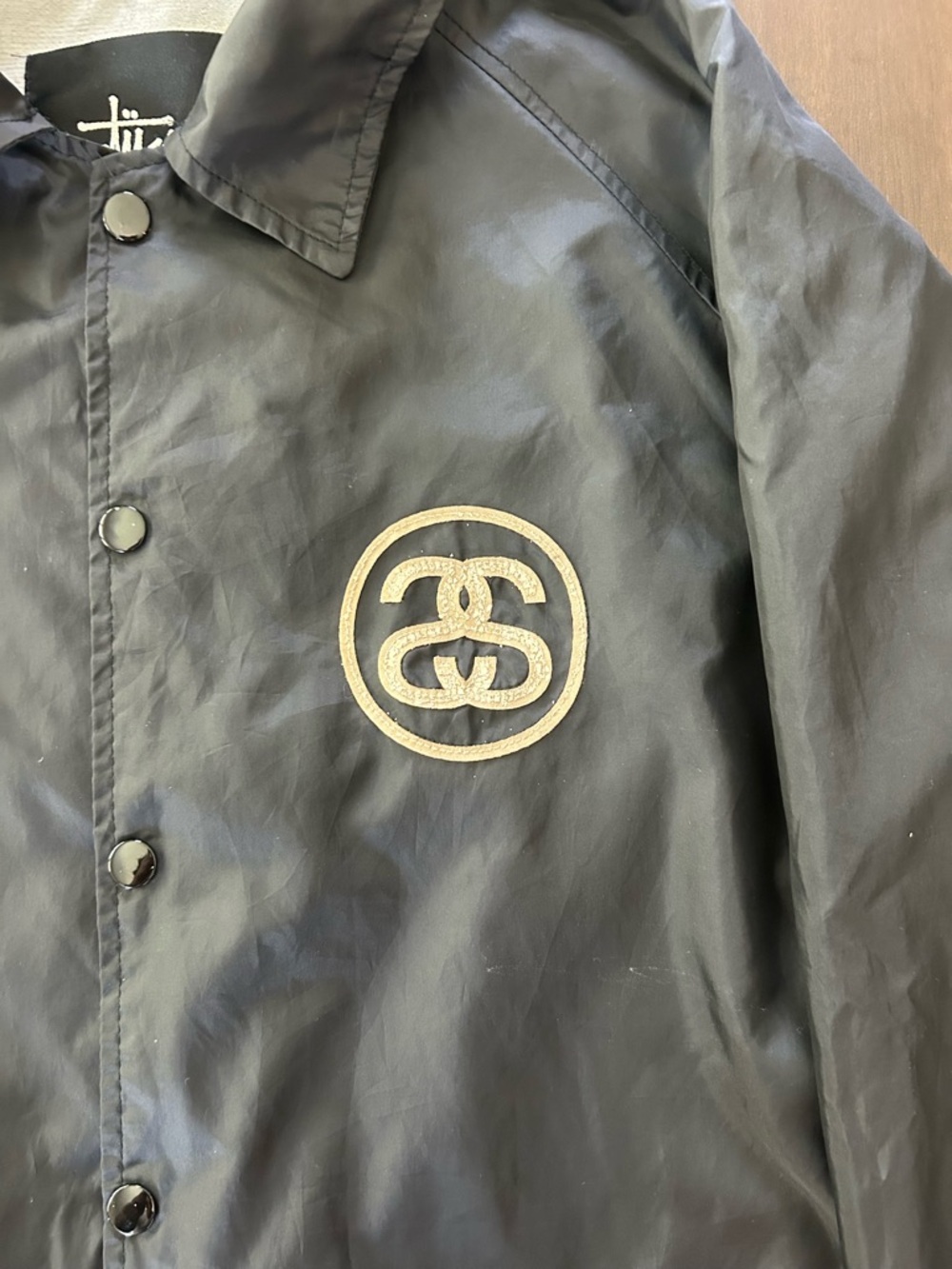 Stussy Link Script Logo Black Coach Jacket with Embroidered Logo - Picture 3 of 10